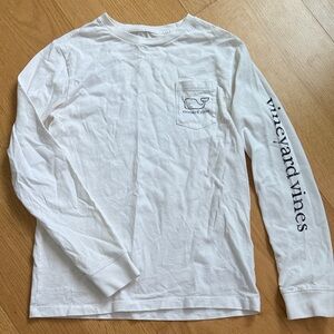 Vineyard Vines White Long Sleeve Tee with Logo 8-10 S